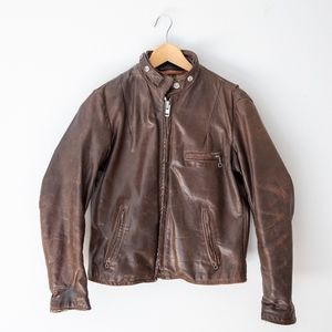 Vintage Schott Brown Leather Cafe Racer Jacket